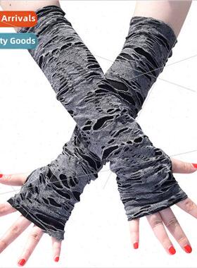 Exposed Hole Overcome Finger Finger Gloves Ripped Costume Gl