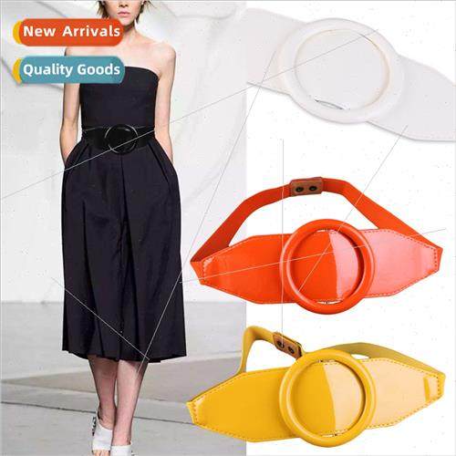 mple patent leather elastic elastic wide belt fashion versat