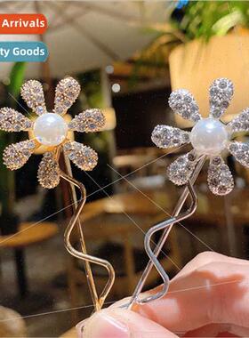 Super fairy imation pearl rhinestone flowers hair clips simp
