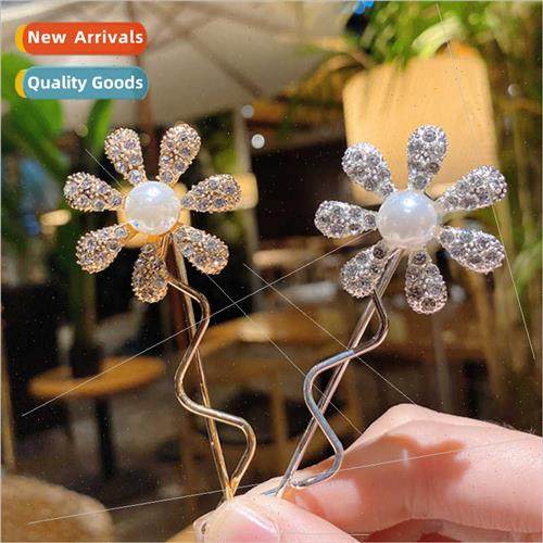 Super fairy imation pearl rhinestone flowers hair clips simp