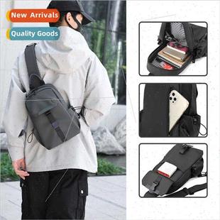 Crossbody bag men tide leather membrane chest bag leisure t