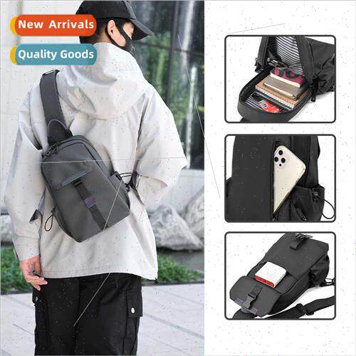 Crossbody bag men  tide leather membrane chest bag leisure t