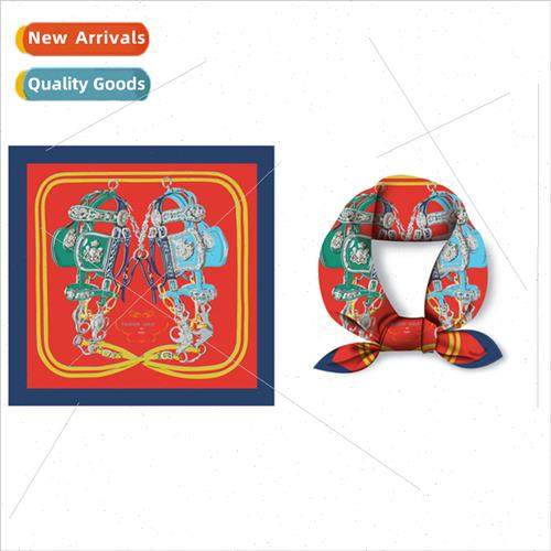 New twill silk printing retro temperament square scarf femal