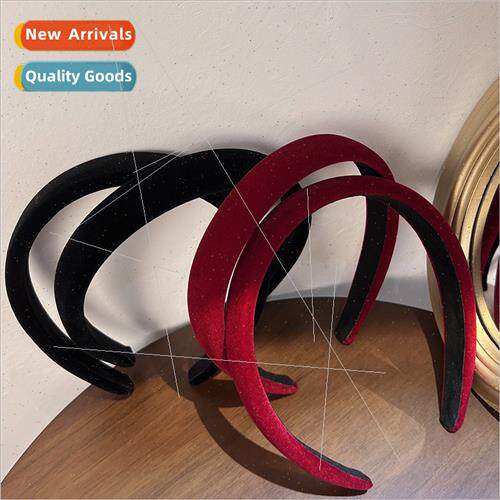 French retro red black gold velvet New Year headband sponge