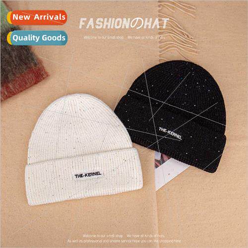 Autumn Korean new letter embroidery knted cap thickened warm