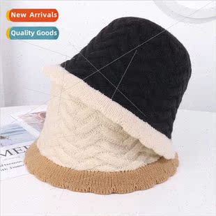 bucket hat lace blocking fashion knted Korean Color female