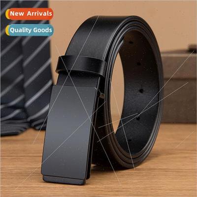 Belt men leather smooth buckle youth men belt versatile simp