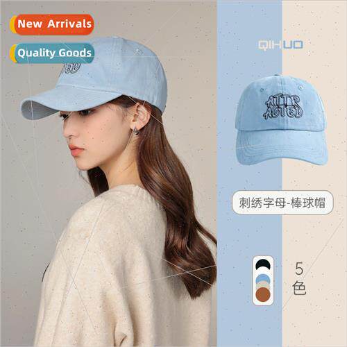 Letter embroidery baseball cap female show face small washed
