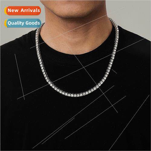 Popular Men Hip Hop Drilling Gold Necklace Drill Alloy Neckl