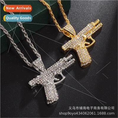 Europe Zirconia Necklace Hip Hop Small Pistol Necklace Zirco