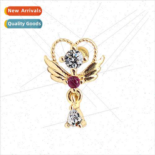 Heart-shaped wings ear bone studs angel wings earrings drop