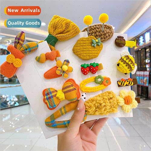 Children wool hairpin bow hair accessories autumn winter new