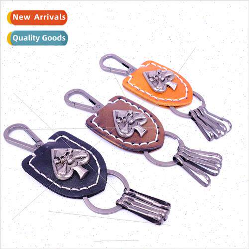 Creative handmade vintage cowhide antique silver hip hop key