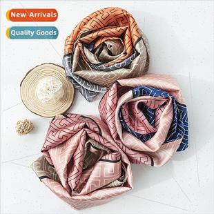 long simulation silk Ethnic fashion pattern scarf shawl back