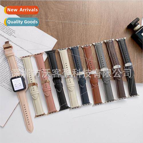 适用Apple car line butterfly buckle leather strap apple watc