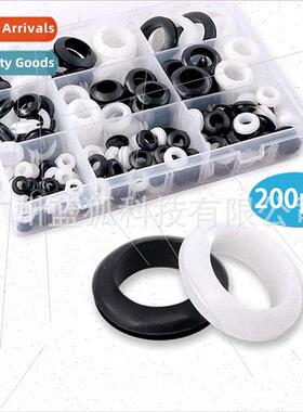 Wire Guard Ring Set 200pcs Black Perated Rubber Guard Coil+W