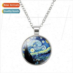 Time Gemstone Round Van Necklace Masterpiece Pendant Gogh