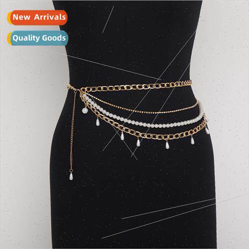 Europe 2020ins nightclub flaunting pearl chain mixed multi-l