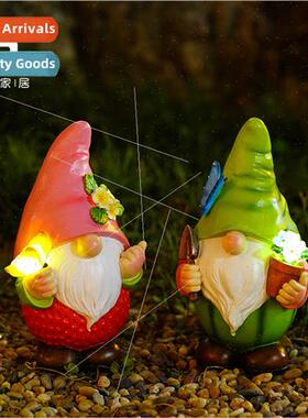 Outdoor Gnome Dwarf Solar Garden Decoration Cartoon Fru Grou