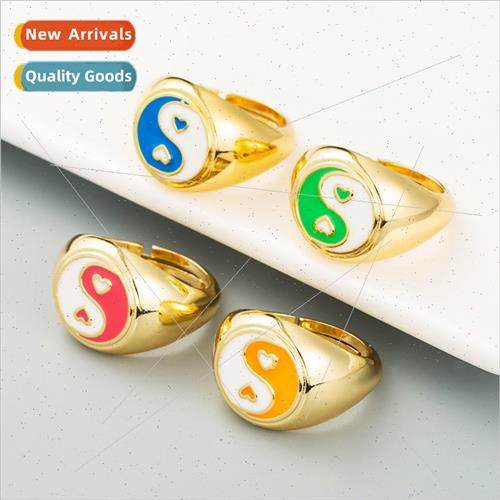 2021 Europe ins new retro minimalist Taiji bagua shape ring