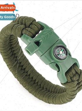 5-in-1 Compass Flint Bracelet Outdoor Escape Survival Hand R