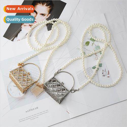 Pearl chain bag female diagonal cross bag tide ins mini diam
