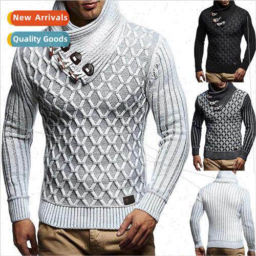 2022 fall winter new fashion leather buckle kn sweater pullo