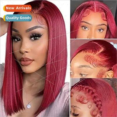 Europe fashion burgundy wig o head center parted short head