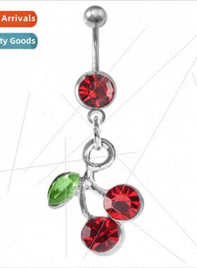 Hipster Europe Diamond Encrusted Cherry Belly Button Ring Be