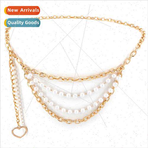 Pearl waist chain elegant multi-layer thin belt women dress