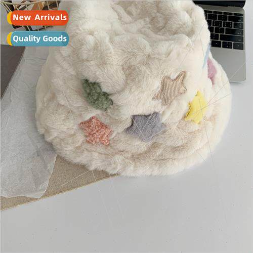 cute handmade colorful stars plush fisherman hat women autum