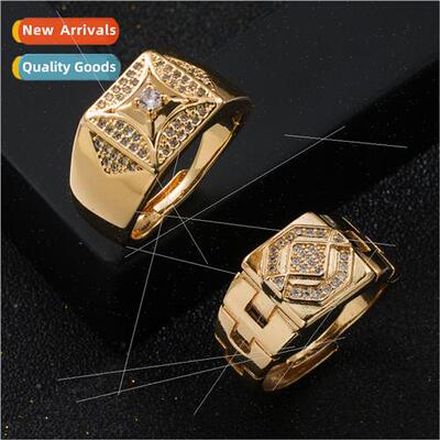 Europe Copper Genuine Gold-Plated Micro-Set Zirconia Geometr