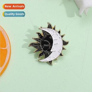 brooch American lapel sun pin whe moon black Creative metal
