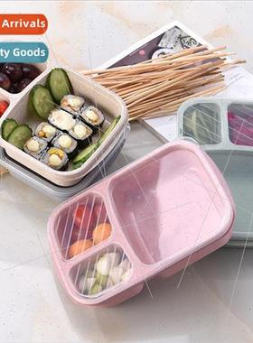 Wheat straw lunch box Japanese three compartments rectangula