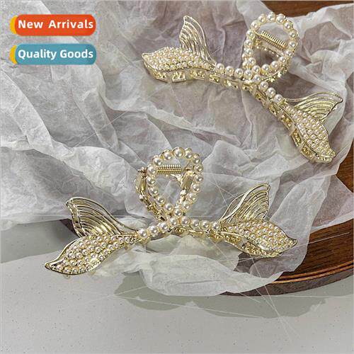 Hair Grip Pearl Fishtail Elegant Back Head Alloy Hair Clip S