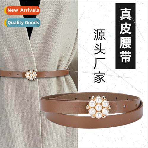 new thin belt Korean retro pearl decorative women thin belt