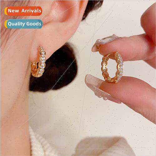 Koreasimple versatile zirconia circle earrings earrings nich