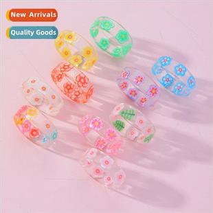 Colorless Resin Cartoon Ring Kids Flower Metal Love