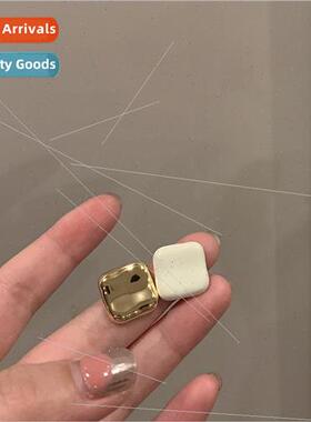 Cream coconut square earrings female Korea new tide s925 nic