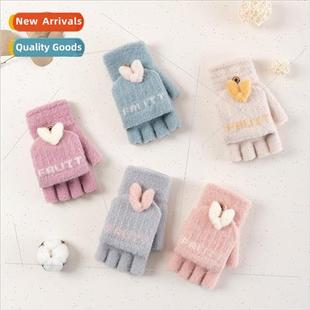 Adult women gloves autumn winter warm flip gloves knted jacq