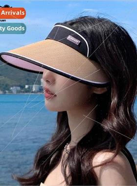 8177 summer new color-changing labeled hollow cap large brim