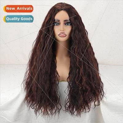 Europe fashion wig women brown long small curly waves chemic