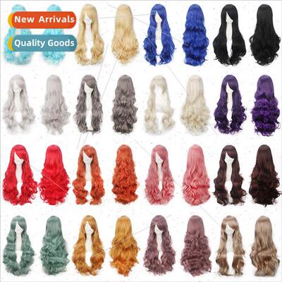 cos anime wig multi-color 80CM universal long curly hair Eur