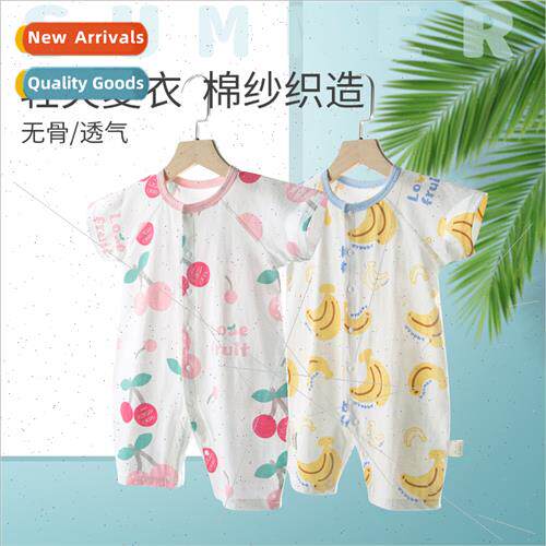 Baby summer onesie cotton childrens short-sleeved crawling s
