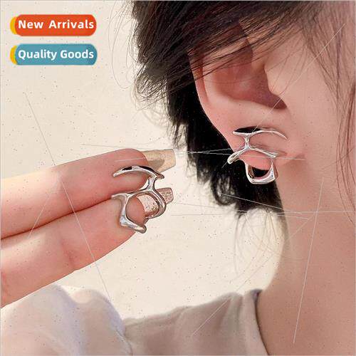 Metal irregular liquid earrings female 2023 new tide earring