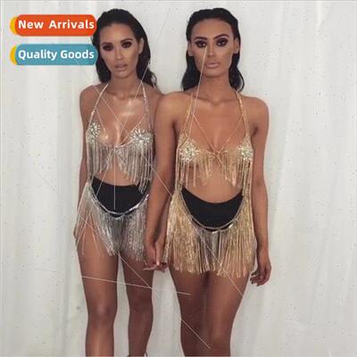 Europe summer necklace tassel one-piece bra permance permanc