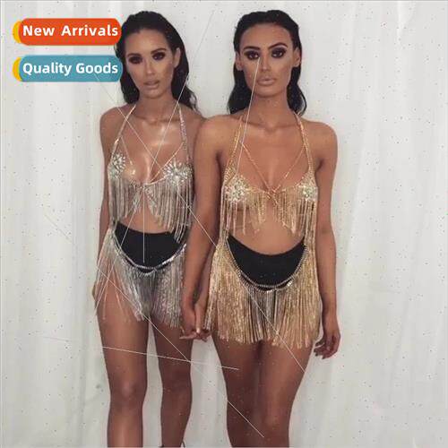 Europe summer necklace tassel one-piece bra permance permanc