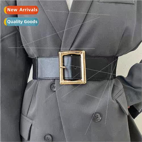 Ladies waist iron wide belt square buckle elastic waist seal