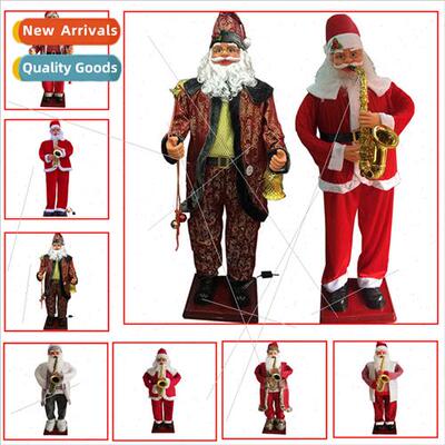 Large swinging electric Santa Claus music playing saxophone