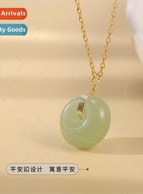 Natural necklace female simple wind peace buckle lockbone ch